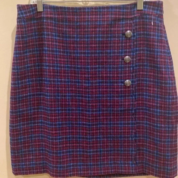 Talbots FAUX WRAP A-LINE SKIRT - PLAID - Picture 4 of 7